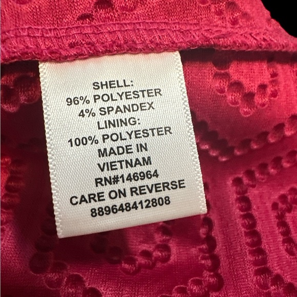 ELLE -Pink-Fuchsia Embroiled Geometric Pattern Stretchy Dress - Picture 5 of 6